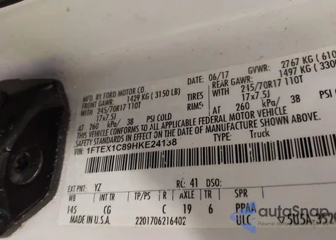 2017 Ford F-150 Xl from USA, damaged, VIN 1FTEX1C89HKE24138